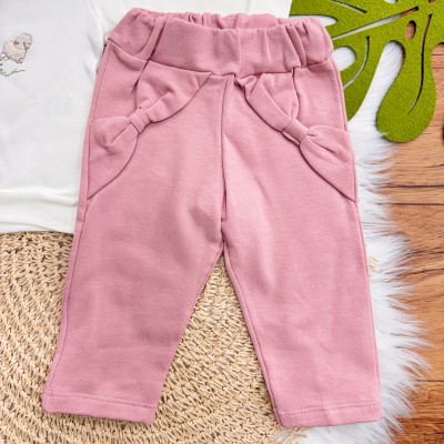 Conj. Blusa Moletom Carneirinhos e Calça Legging - Off White e Rose